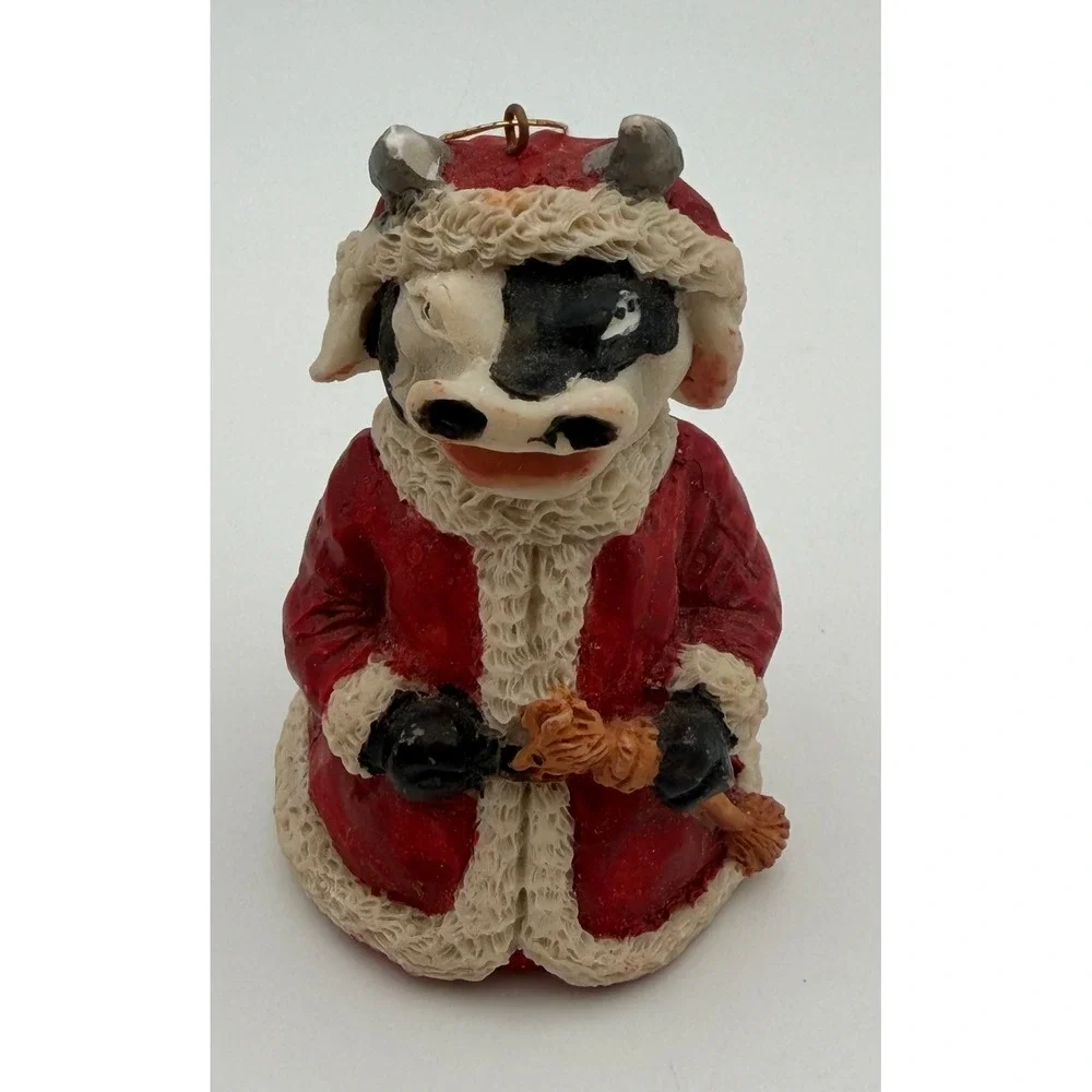 Vintage‎ Santa Cow Christmas Ornament Red Suit Farm Animal Holiday Decor